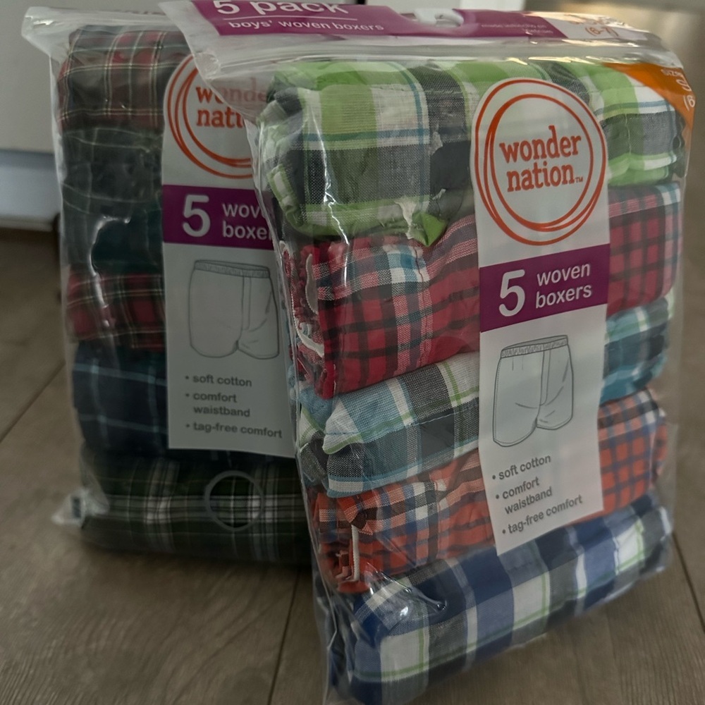 New Boys Woven Boxers 10 Pairs Plaid New with tags size small 6/7 - Picture 3 of 8